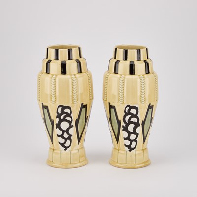 Lot 47 - A PAIR OF ART DECO FRENCH POTTERY VASES