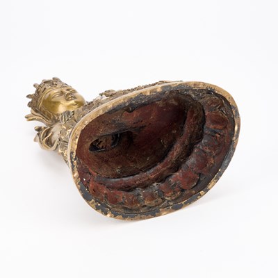 Lot 150 - A TIBETAN BRONZE AND CLOISONNÉ ENAMEL FIGURE OF BUDDHA
