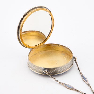 Lot 188 - A GERMAN SILVER AND ENAMEL TANGO COMPACT AND LIPSTICK HOLDER