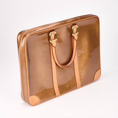 Lot 13 - A LOUIS VUITTON BRONZE MONOGRAM VERNIS VANDAM BRIEFCASE