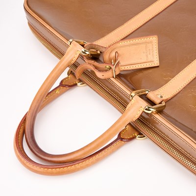 Lot 13 - A LOUIS VUITTON BRONZE MONOGRAM VERNIS VANDAM BRIEFCASE