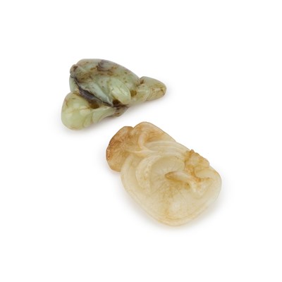 Lot 51 - A CHINESE JADE 'LINGZHI' CARVING AND A 'GOURD' CARVING