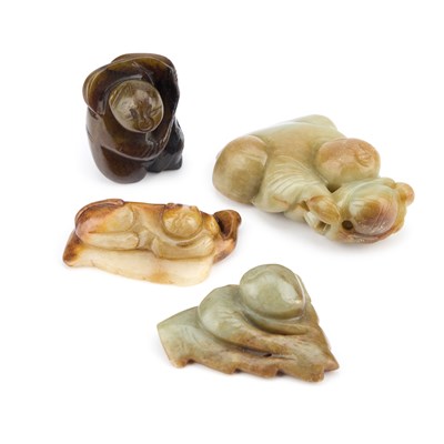 Lot 193 - FOUR CHINESE JADE 'FIGURE' CARVINGS