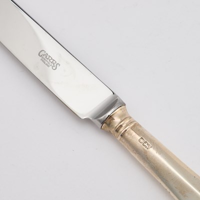 Lot 233 - EIGHT PAIRS OF SILVER-HANDLED RAT-TAIL PATTERN TABLE AND DESSERT KNIVES