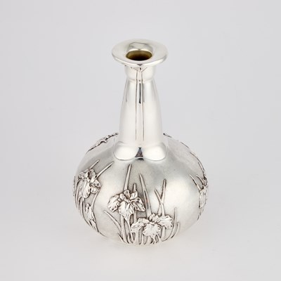 Lot 141 - AN AMERICAN STERLING SILVER VASE, IN JAPANESE STYLE