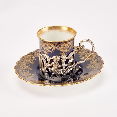 Lot 32 - AN AYNSLEY SILVER-MOUNTED COFFEE SERVICE