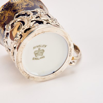 Lot 32 - AN AYNSLEY SILVER-MOUNTED COFFEE SERVICE