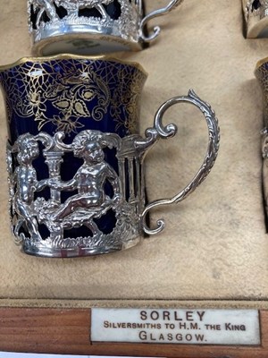 Lot 32 - AN AYNSLEY SILVER-MOUNTED COFFEE SERVICE