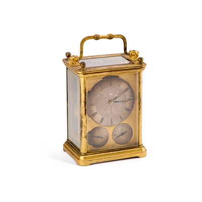 Lot 720 - A FRENCH GILT-BRASS REPEATING CARRIAGE ALARM CLOCK, LATE 19TH CENTURY