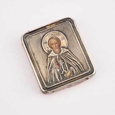 Lot 154 - A RUSSIAN SILVER-MOUNTED ICON