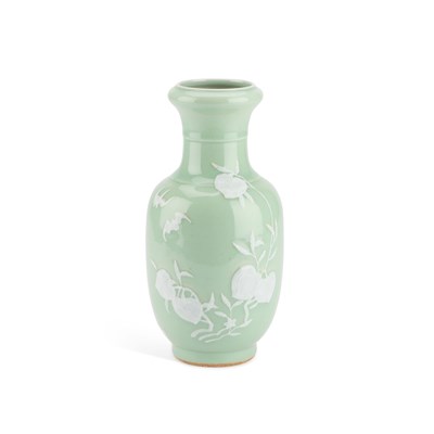 Lot 162 - A CHINESE SLIP-DECORATED CELADON VASE