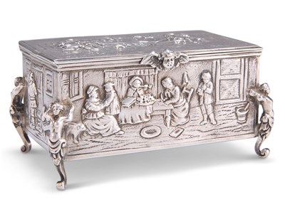 Lot 1091 - A LATE 19TH CENTURY CONTINENTAL SILVER BOX