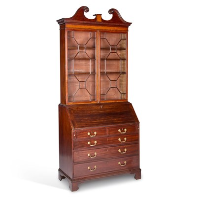 Lot 1335 - A GEORGE III MAHOGANY BUREAU BOOKCASE