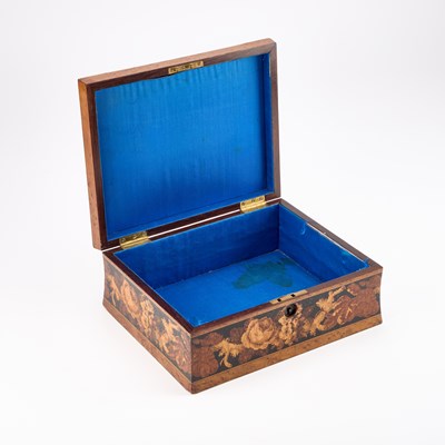 Lot 9 - AN UNUSUAL 19TH CENTURY TUNBRIDGE WARE JEWELLERY BOX