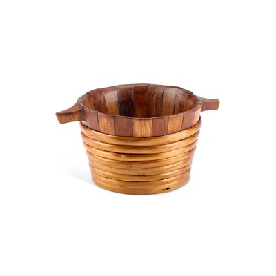 Lot 113 - A SCOTTISH SYCAMORE AND ALDER TWO-HANDLED BICKER, CIRCA 1820
