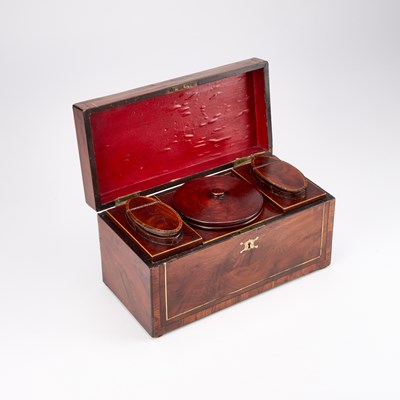 Lot 56 - A REGENCY YEW WOOD TEA CADDY