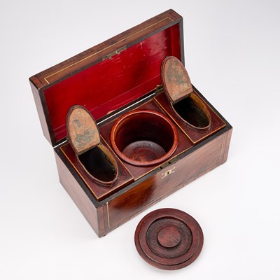 Lot 56 - A REGENCY YEW WOOD TEA CADDY