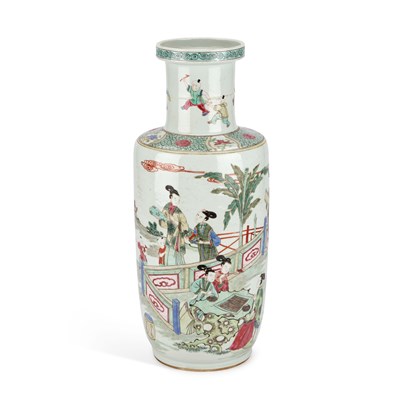 Lot 29 - A LARGE CHINESE FAMILLE VERTE ROULEAU VASE