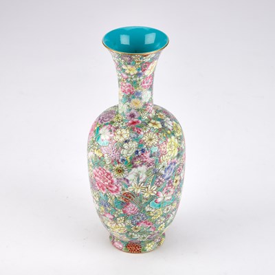 Lot 140 - A CHINESE FAMILLE ROSE MILLEFLEUR VASE