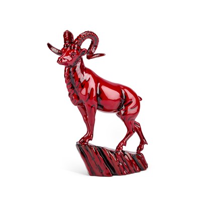 Lot 42 - A ROYAL DOULTON ARCHIVES COLLECTION BURSLEM ARTWARES FLAMBE HEBEI GOAT