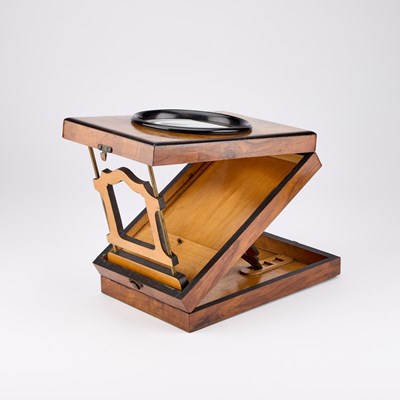 Lot 54 - A 19TH CENTURY WALNUT AND EBONISED GRAPHOSCOPE