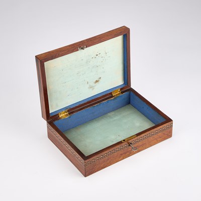 Lot 35 - A VICTORIAN ROSEWOOD AND TUNBRIDGE WARE BOX