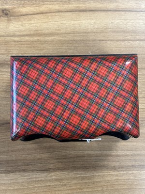 Lot 75 - A 19TH CENTURY ROYAL STUART TARTAN WARE TEA CADDY