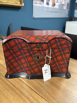 Lot 75 - A 19TH CENTURY ROYAL STUART TARTAN WARE TEA CADDY