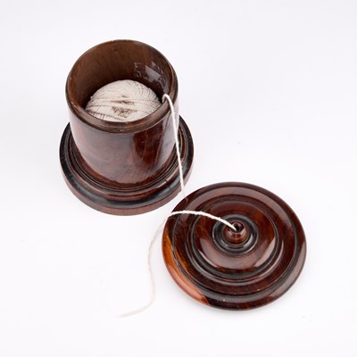 Lot 37 - A 19TH CENTURY LIGNUM VITAE STRING BOX