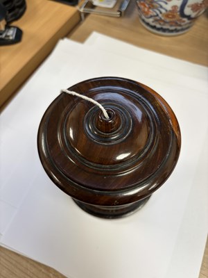Lot 37 - A 19TH CENTURY LIGNUM VITAE STRING BOX