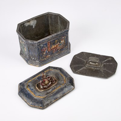 Lot 12 - A 19TH CENTURY LEAD TOBACCO BOX