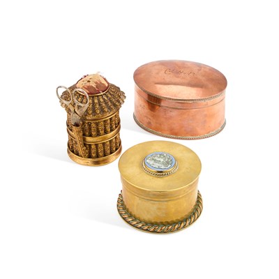 Lot 155 - A 19TH CENTURY GILT-METAL FILIGREE SEWING BOX