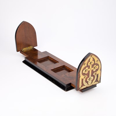 Lot 44 - A VICTORIAN BRASS-MOUNTED WALNUT BOOK SLIDE