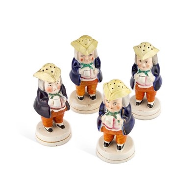 Lot 39 - FOUR 19TH CENTURY STAFFORDSHIRE POTTERY TOBY PEPPERETTES