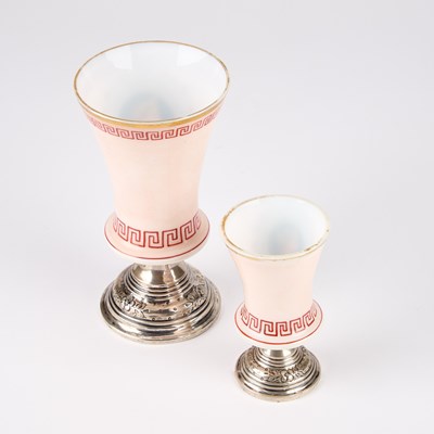 Lot 100 - TWO CONTINENTAL OPALINE GLASS AND SILVER GOBLETS, FIRST HALF 19TH CENTURY