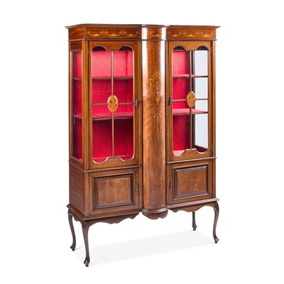 Lot 742 - AN EDWARDIAN INLAID MAHOGANY VITRINE