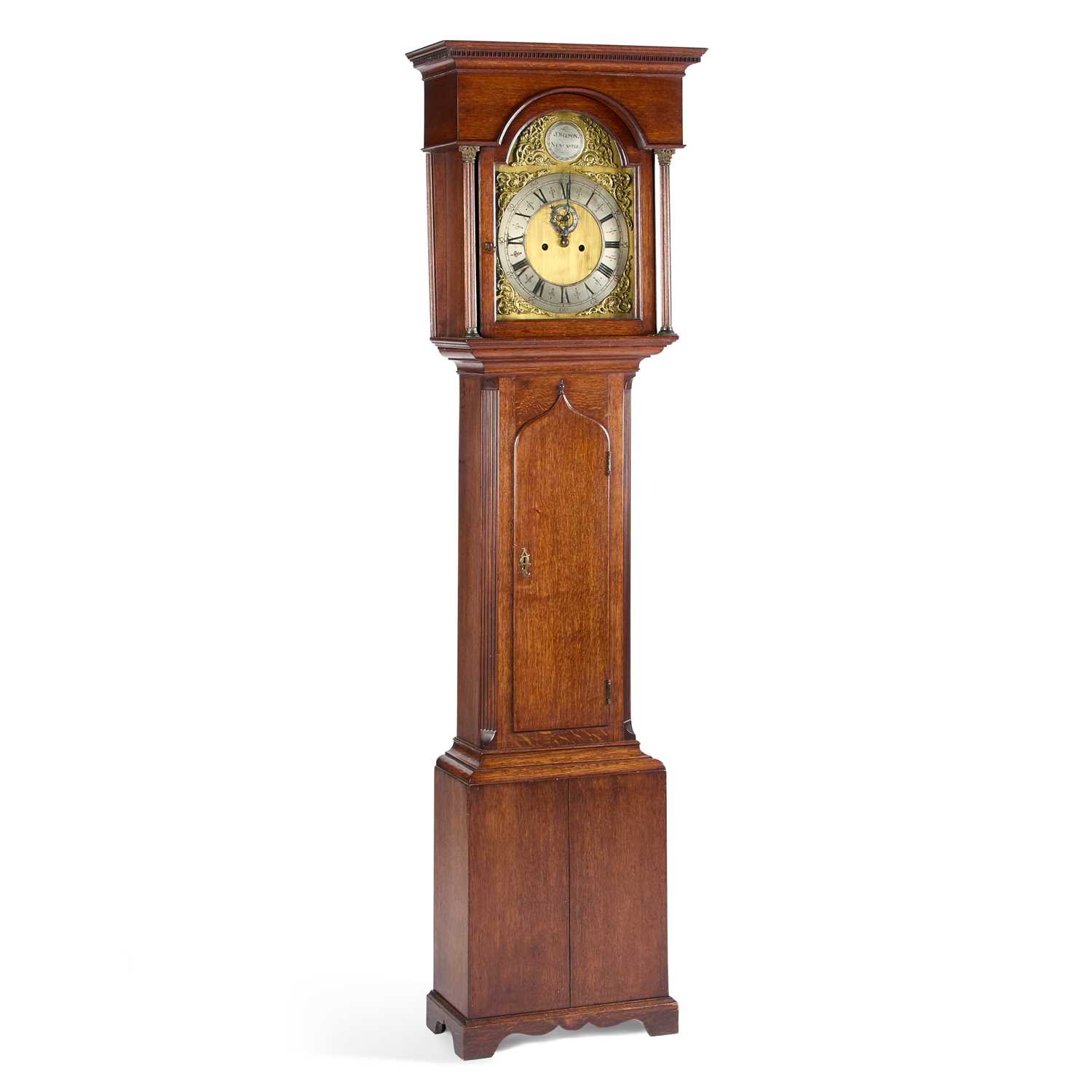 Lot 699 - A GEORGE III OAK EIGHT-DAY LONGCASE CLOCK, SIGNED J. WILSON, NEWCASTLE