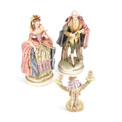 Lot 115 - A LARGE PAIR OF ITALIAN CERAMIC FIGURES