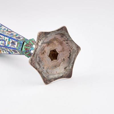 Lot 171 - A CHINESE SILVER AND ENAMEL FLOWER VASE