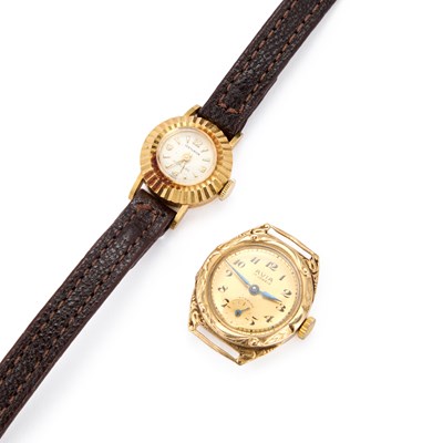 Lot 329 - AN AVIA 14 CARAT GOLD WATCH HEAD AND A CENTURION 18 CARAT GOLD CASED WATCH