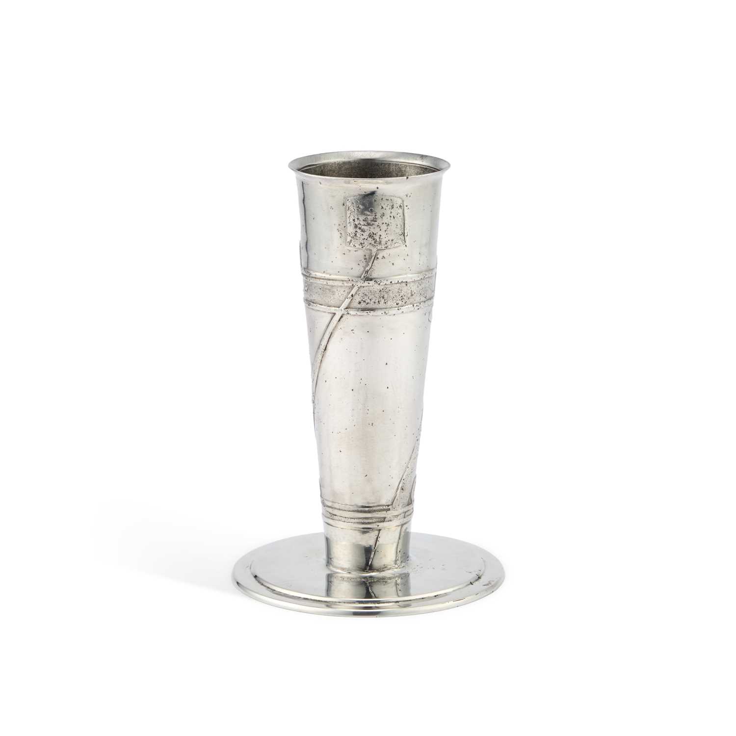 Lot 132 - ARCHIBALD KNOX (1864-1933) FOR LIBERTY & CO, A TUDRIC PEWTER VASE