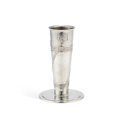 Lot 132 - ARCHIBALD KNOX (1864-1933) FOR LIBERTY & CO, A TUDRIC PEWTER VASE
