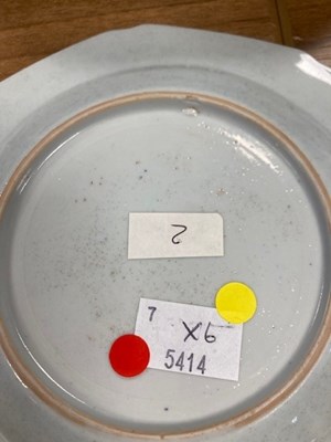 Lot 164 - SIX CHINESE 'PSEUDO-TOBACCO LEAF' PLATES, QIANLONG