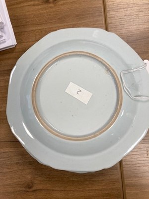 Lot 164 - SIX CHINESE 'PSEUDO-TOBACCO LEAF' PLATES, QIANLONG