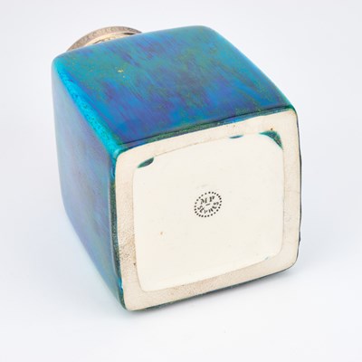 Lot 30 - PAUL MILLET: AN ART DECO SILVER-MOUNTED GLAZED WHITE STONEWARE COVERED JAR