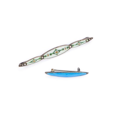 Lot 587 - TWO GUILLOCHÉ ENAMEL BROOCHES