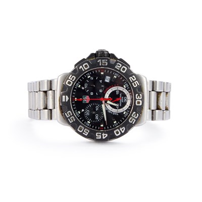 Lot 552 - A GENTS STEEL TAG HEUER FORMULA 1 CHRONOGRAPH BRACELET WATCH