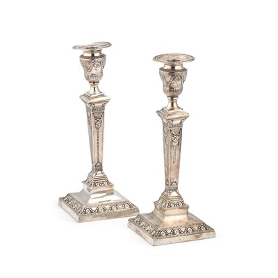 Lot 434 - A PAIR OF VICTORIAN SILVER CANDLESTICKS