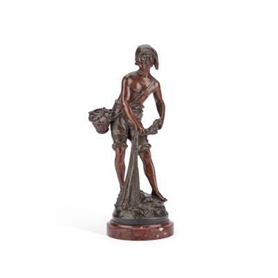 Lot 783 - AFTER AUGUSTE MOREAU (FRENCH 1834-1917), A BRONZE OF A BOY FISHING