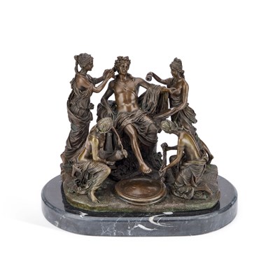 Lot 763 - M. MERCIE AFTER FRANCOIS GIRARDON (DIED 1715), A BRONZE GROUP OF 'APOLLO BEING SERVED BY THE NYMPHS'